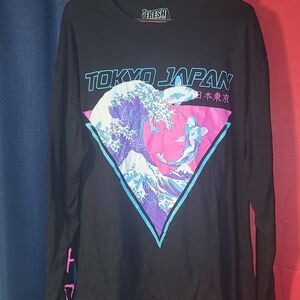 Black Tokyo Japan Graphic Long Sleeve Shirt 2xl
